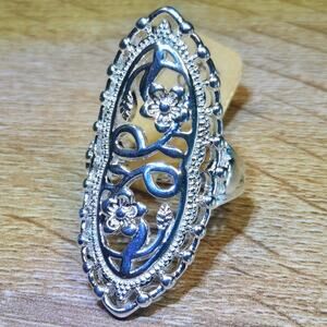 Size 8 Sterling Silver Filigree Statement Ring – Floral Armor